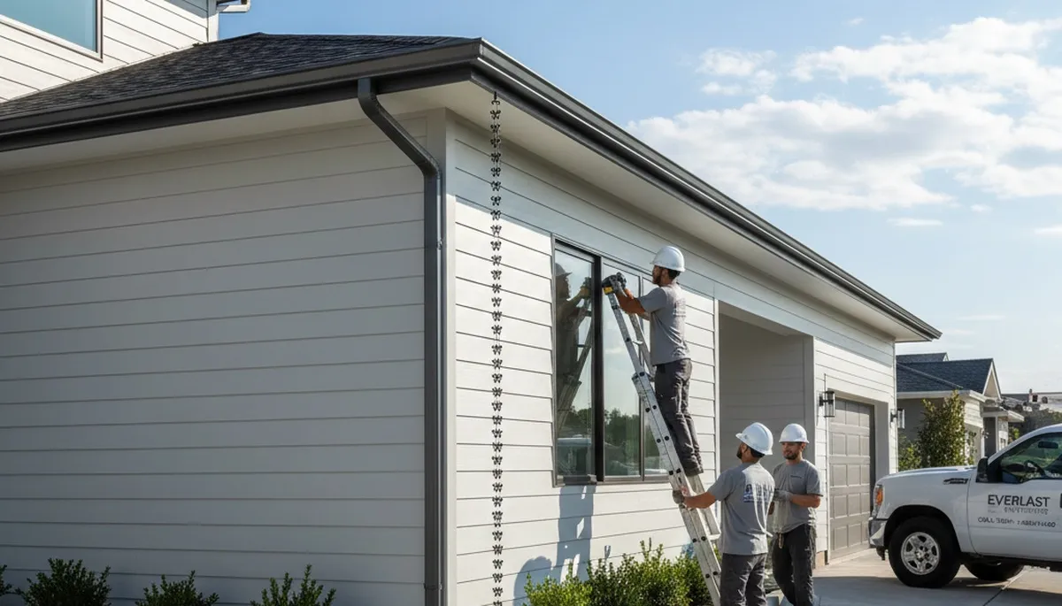 Seamless gutter installation on vinyl siding home in Salt Lake City UT by Next Level Exteriors