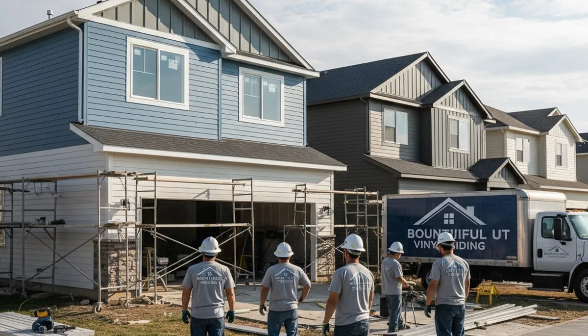 Professional vinyl siding contractors in Salt Lake City UT installing durable home exterior siding